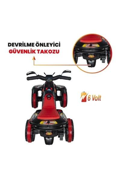 UJ TOYS Müzikli Ve Led Işıklı Akülü Atv 6v Safari Atv Siyah - 5