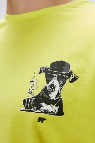 Bad Bear Duggie Yeşil Erkek Baskılı Tişört - Resim 5