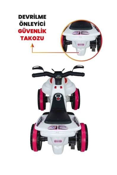 UJ TOYS Müzikli Ve Led Işıklı Karınca Akülü Atv 6v-beyaz Prenses - 6