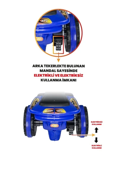 UJ TOYS Müzikli Ve Led Işıklı Buddy Akülü Atv 6v-mavi - 7