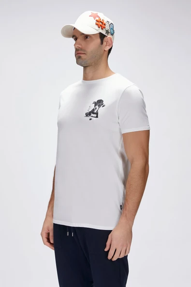 Bad Bear Duggie Beyaz Erkek Baskılı Tişört - Resim 2