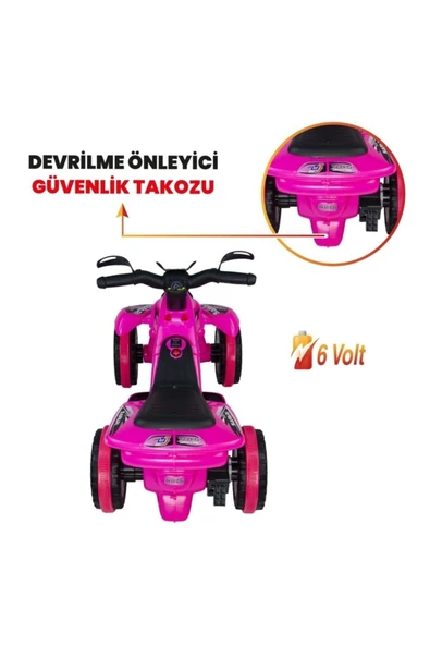 UJ TOYS Uzaktan Kumandalı Akülü Atv 6v Safari-pembe - 7