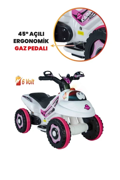 UJ TOYS Müzikli Ve Led Işıklı Karınca Akülü Atv 6v-beyaz Prenses - 2