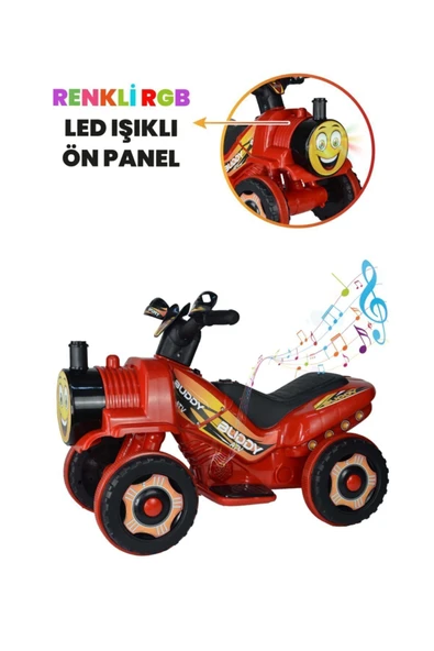 UJ TOYS Müzikli Ve Led Işıklı Akülü Atv 6v Buddy Kırmızı - 5