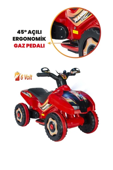 UJ TOYS Müzikli Ve Led Işıklı Ranger Akülü Atv 6v Kırmızı - 2