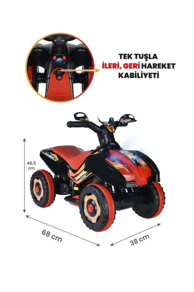 UJ TOYS Müzikli Ve Led Işıklı Akülü Atv 6v Ranger Siyah