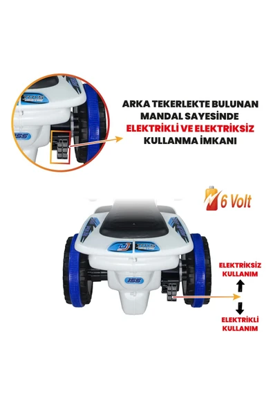 UJ TOYS Uzaktan Kumandalı Akülü Atv 6v Safari-beyaz Polis - 2