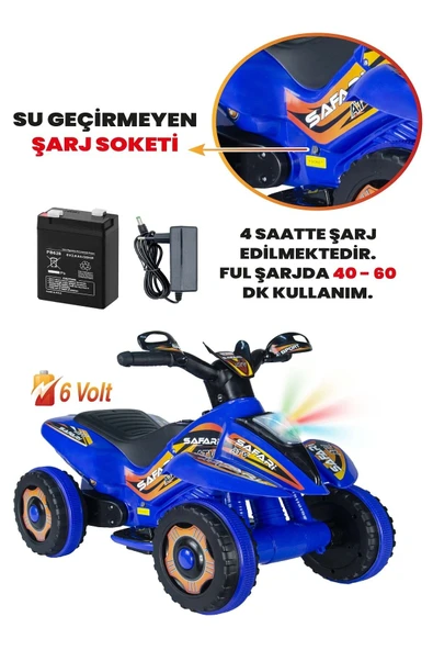 UJ TOYS 9017 Akülü Atv 6 V Safari Mavi - 5