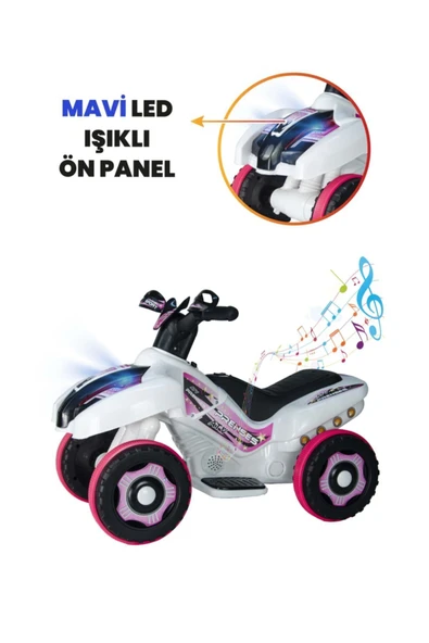 UJ TOYS Müzikli Ve Led Işıklı Ranger Akülü Atv 6v-beyaz Prenses - 5