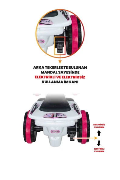 UJ TOYS Müzikli Ve Led Işıklı Karınca Akülü Atv 6v-beyaz Prenses - 7