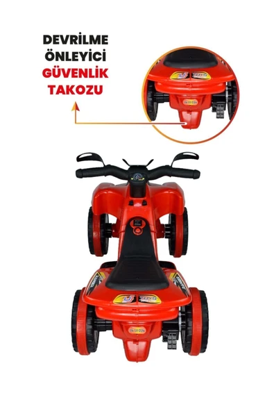 UJ TOYS Müzikli Ve Led Işıklı Ranger Akülü Atv 6v Kırmızı - 6
