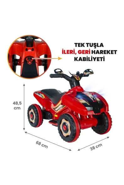 UJ TOYS 60002 Ujtoys Uzaktan Kumandalı Akülü Atv 6v Ranger-kırmızı - 3