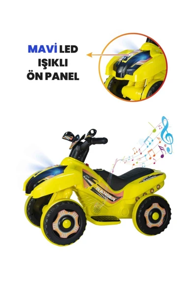 UJ TOYS Müzikli Ve Led Işıklı Akülü Atv 6v Ranger Sarı - 5