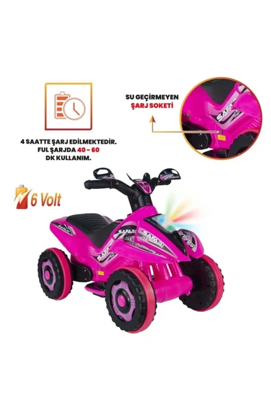 UJ TOYS Uzaktan Kumandalı Akülü Atv 6v Safari-pembe - 5