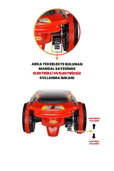 UJ TOYS Müzikli Ve Led Işıklı Ranger Akülü Atv 6v Kırmızı - 7