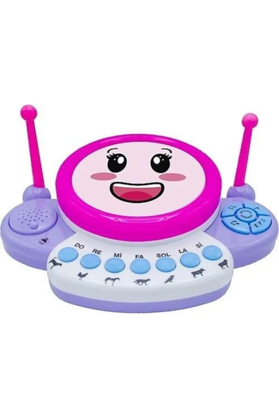 UJ TOYS Işıklı Müzikli Notalı Eğlenceli Neşeli Pilli Davul Mor - 3
