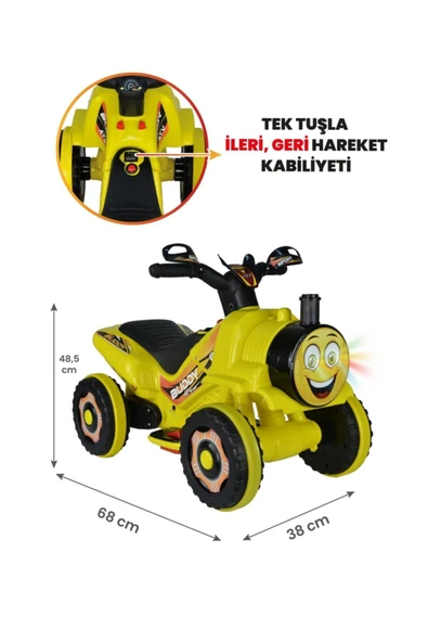 UJ TOYS Müzikli Ve Led Işıklı Akülü Atv 6v Buddy Sarı