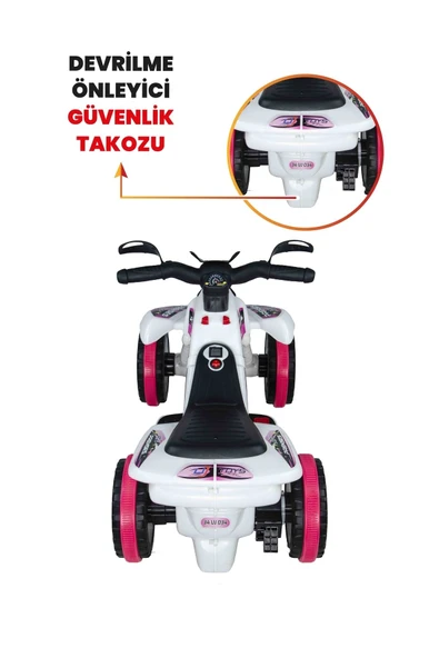 UJ TOYS Müzikli Ve Led Işıklı Safari Akülü Atv 6v-beyaz Prenses - 7