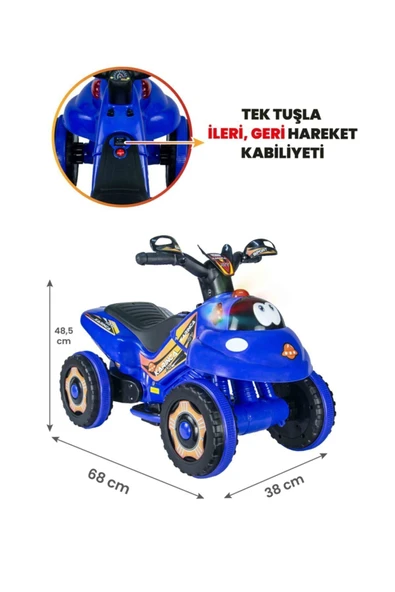 UJ TOYS Müzikli Ve Led Işıklı Akülü Atv 6v Karınca Mavi