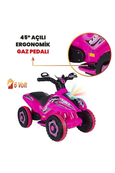 UJ TOYS Uzaktan Kumandalı Akülü Atv 6v Safari-pembe - 4
