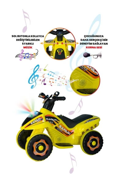 UJ TOYS 9048 Akülü Atv 6 V Safari Sarı - 4