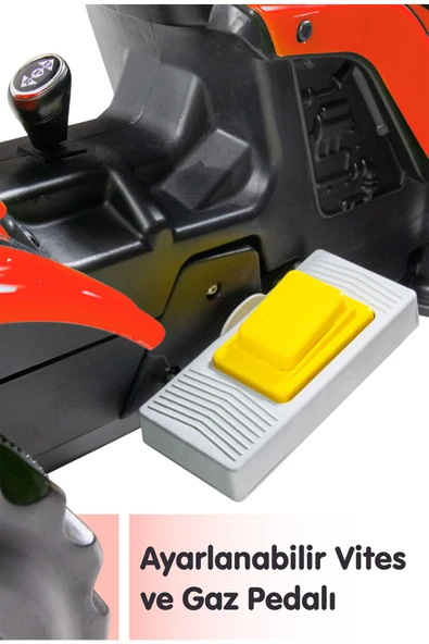 Ujtoys - Akülü 6v Traktör - kırmızı - Resim 5