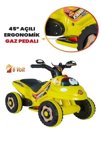 UJ TOYS Müzikli Ve Led Işıklı Akülü Atv 6v Karınca Sarı - 5
