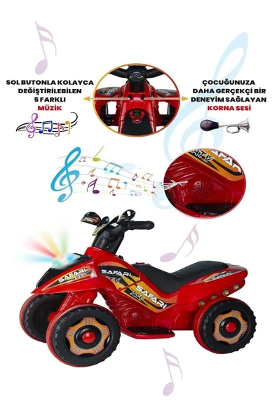 UJ TOYS 9000 Akülü Atv 6 V Safari Kırmızı - 4