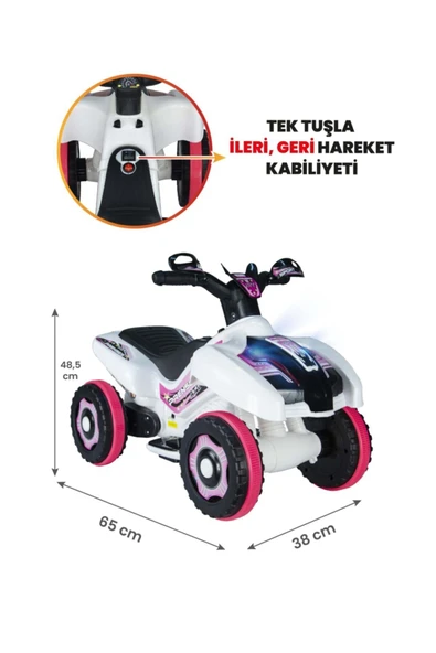UJ TOYS Müzikli Ve Led Işıklı Ranger Akülü Atv 6v-beyaz Prenses