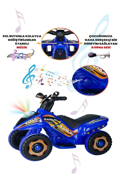 UJ TOYS 9017 Akülü Atv 6 V Safari Mavi - 6