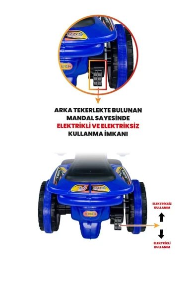UJ TOYS Müzikli Ve Led Işıklı Akülü Atv 6v Karınca Mavi - 7
