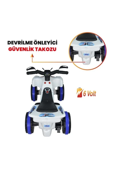 UJ TOYS Uzaktan Kumandalı Akülü Atv 6v Ranger-beyaz Polis - 7