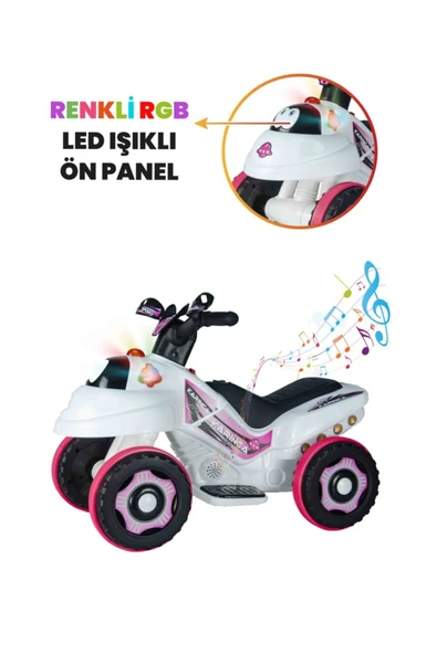 UJ TOYS Müzikli Ve Led Işıklı Karınca Akülü Atv 6v-beyaz Prenses - 5