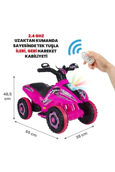 UJ TOYS Uzaktan Kumandalı Akülü Atv 6v Safari-pembe