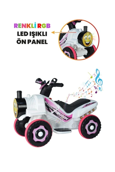 UJ TOYS Müzikli Ve Led Işıklı Buddy Akülü Atv 6v-beyaz Prenses - 5