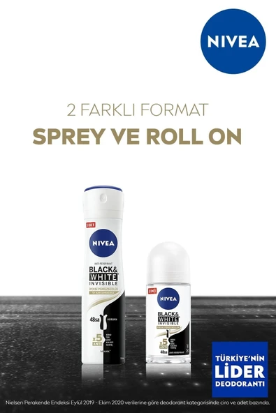 Nivea Black & White Sprey Deodorant Invisible For Women İpeksi Pürüzsüzlük 150 ml - Resim 2
