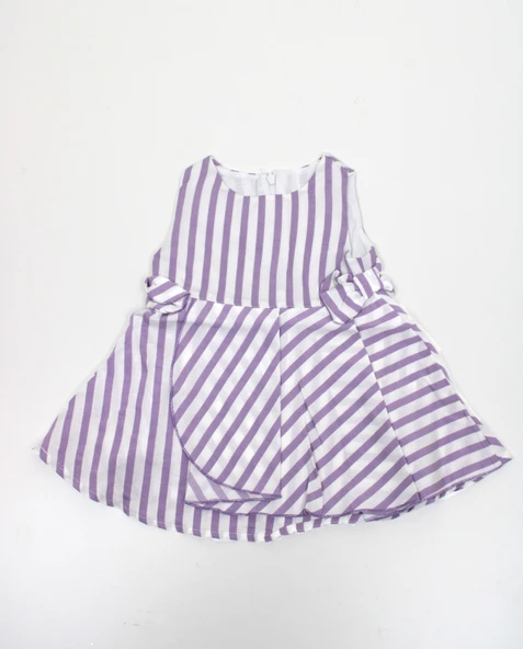 Çizgili Kız Bebek Askılı Elbise CK30698