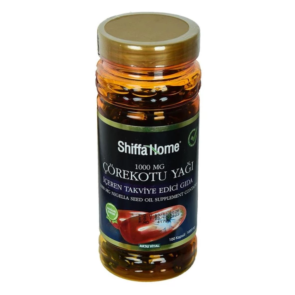 Aksuvital Shiffa Home Çörekotu Yağı Soğuk Sıkım 1000Mg 100Kapsül
