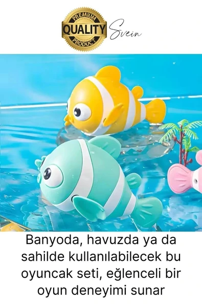 Kurmalı Balık Bebek Banyo Oyuncağı Arkadaşı Deniz Şişme Havuz Küvet Suda Yüzen Eğlenceli Oyuncak - 5