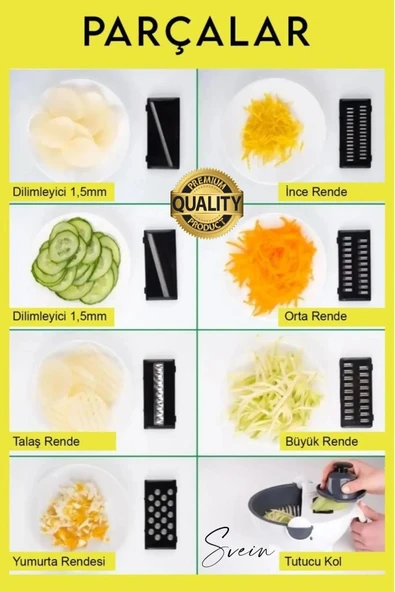 11 Parça Paslanmaz Fonksiyonel Süzgeçli Rende Hazneli Doğrayıcı Sebze Salata İçin Pratik Mutfak - 6