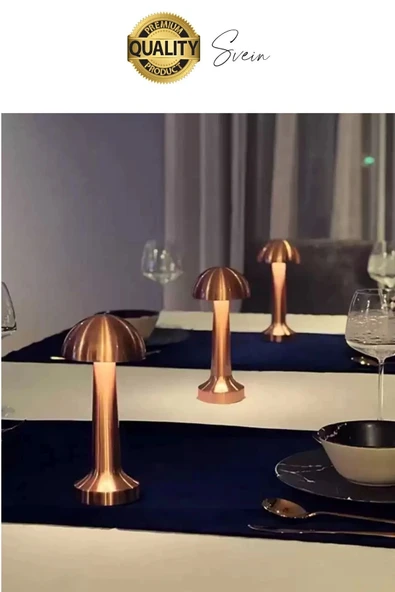 Premium Şarjlı Dokunmatik Masa Lambası 3 Renk Ayarlanabiir Parlaklık Abajur Ambians Dekoratif Klasik - 6