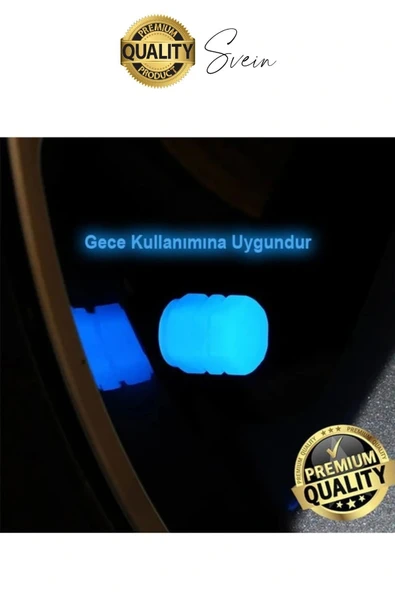 Özel Üretim Mavi Fosforlu Sibop Kapağı 4 Set Tüm Araçlarla Uyumlu Gece Parlayan Sibob Jant Tekerlek - 6