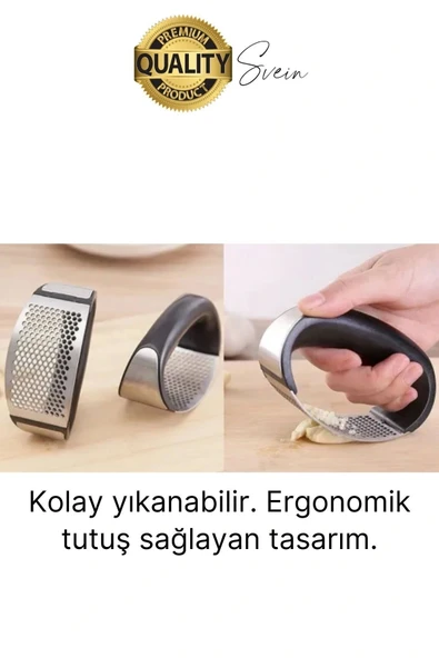 Premium Kolay Kullanımlı Yeni Nesil Sarımsak Rendesi Zencefil Öğütücü Ezici Paslanmaz Çelik Gondol - 4