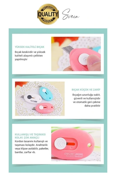 Çok Amaçlı Taşınabilir Cep ve Çanta Mini Falçata Maket Bıçağı Ultra Keskin Anahtarlıklı Çelik - 3