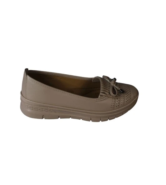 YAZKIŞ Kadın Siyah Krem Cilt Comfort Taban Üzeri Tokalı Babet - 6