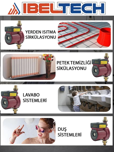 İbeltech GPD16-9A Sıcak Su Devirdaim Sirkülasyon Su Pompası Motoru 1" - 3