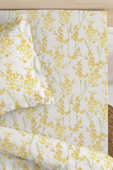 Rivaİstanbul Lorisa Sarı Çift Kişilik Çarşaf Pamuklu - Resim 3