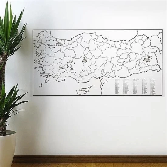 heyf Yazılabilir Türkiye Haritası Manyetik Duvar Stickerı 110 x 56 cm