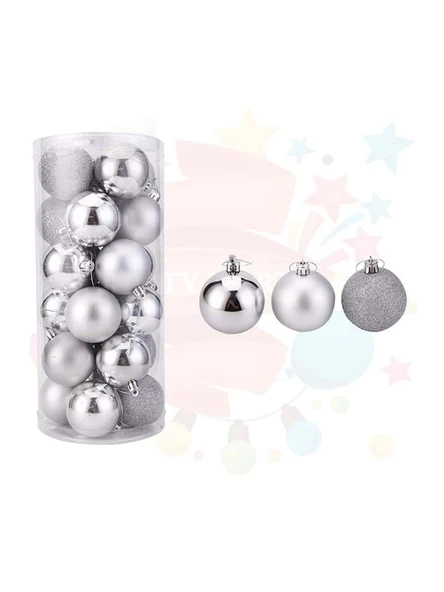 SNOW ANGELS 4 CM  24 ADET YILBAŞI AĞACI TOPU DEFORATİF SÜSLEME MAT-PARLAK-SİMLİ - 2