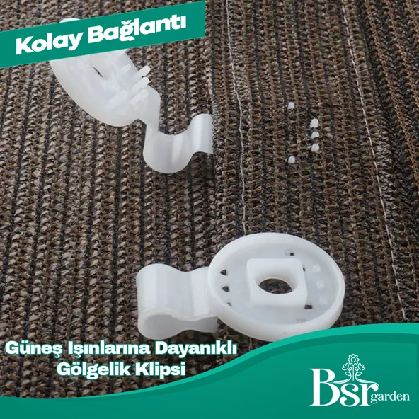 50 Adet Beyaz Gölgelik Klipsi Uv Katkılı ( Güneşe Karşı Dayanıklı ) Bsr Garden - 5
